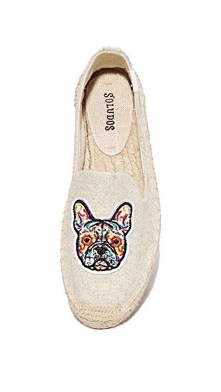 Soludos French Bulldog Canvas Espadrilles Platform Slip On Shoes Size 10